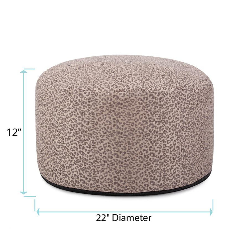 Upholstered Pouf, Lynx Taupe Polyester