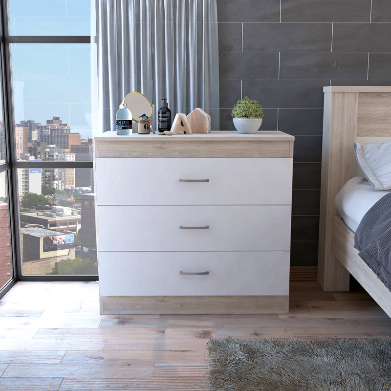 Commode 3 tiroirs Bethage - blanc