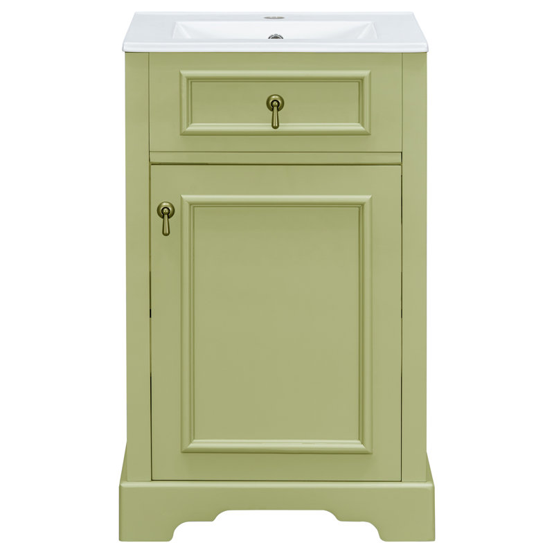 Bathroom 20‘’ Vanity With Ceramic Sink Top, Light Green