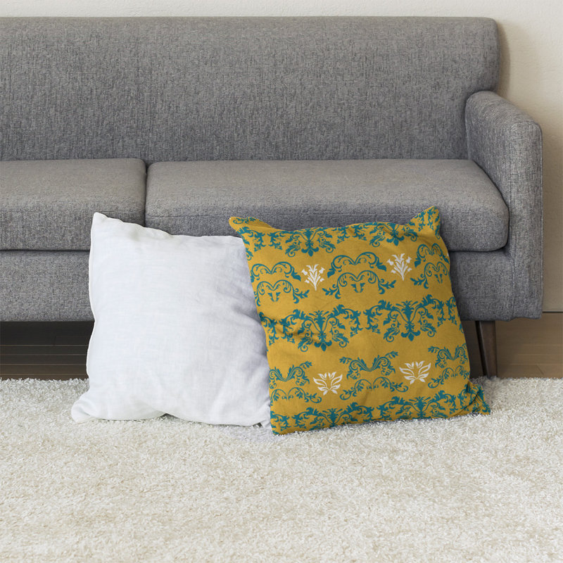 Housse et insert de coussin carré Jacksonville Football Baroque, Bleu sarcelle / or / blanc, 28 po x 28 po