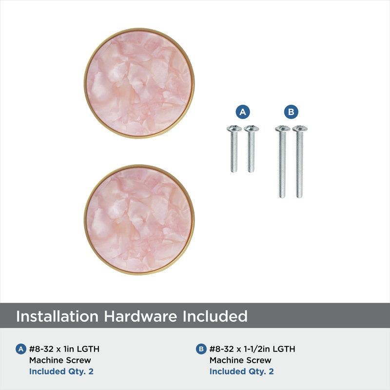 Gold and Pink Round 2-Inch Decorative Knob Set