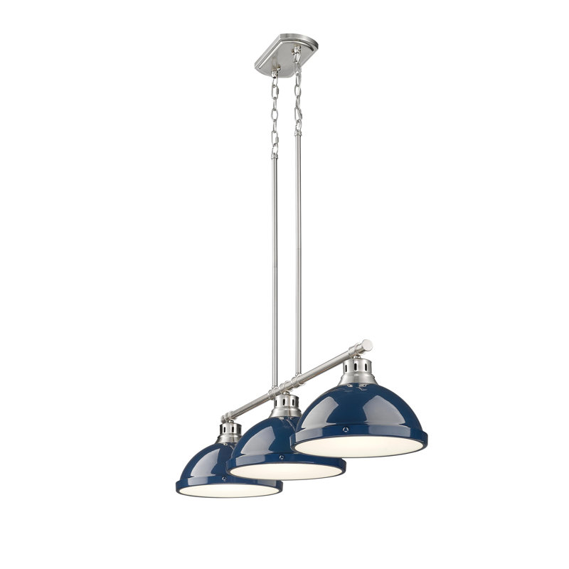 Laramy 3-Light Linear Pendant, Pewter, Matte Navy