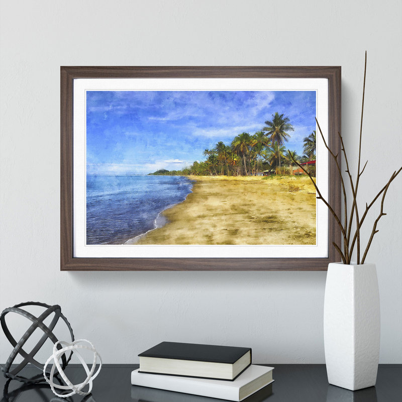 Palm Tree Beach Vol.1 - Framed Print, Walnut Framed, 27cm H x 36cm W x 2cm D