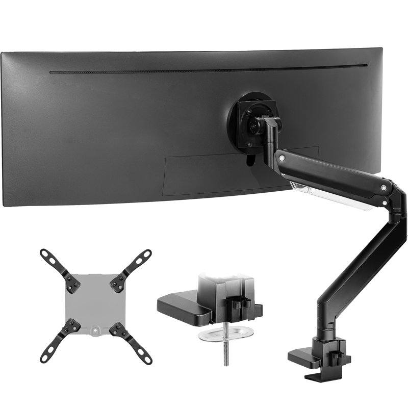 Black Steel Ultrawide Monitor Arm with Riser