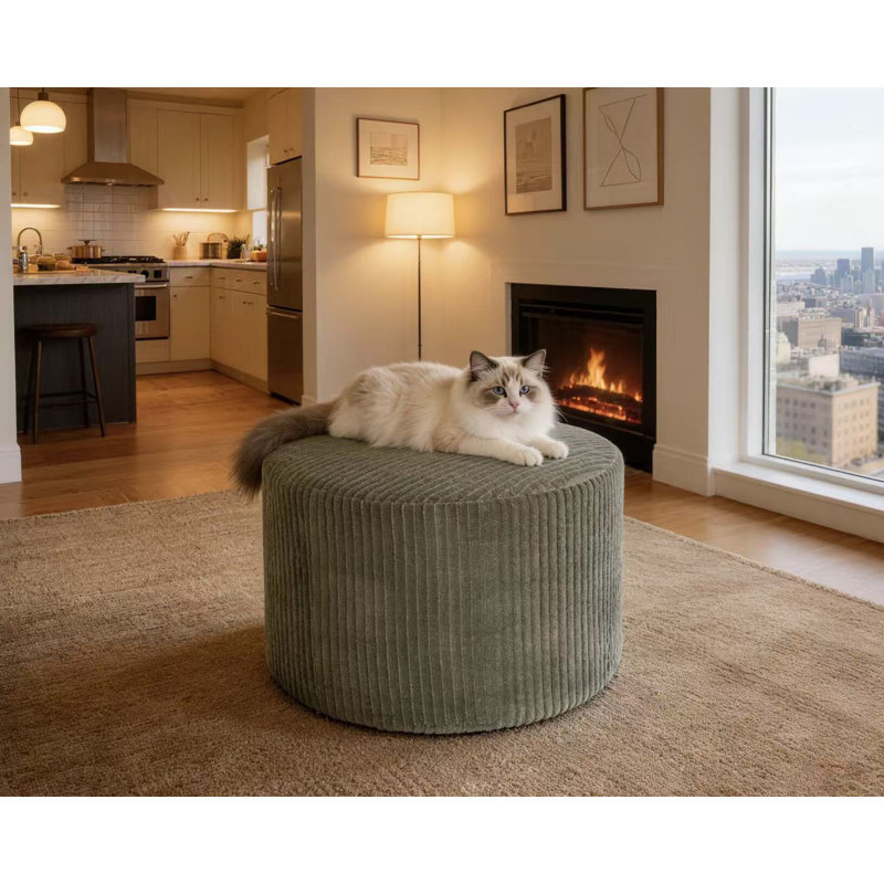 Repose-pieds plein Corduroy Upholstery, Vert foncé