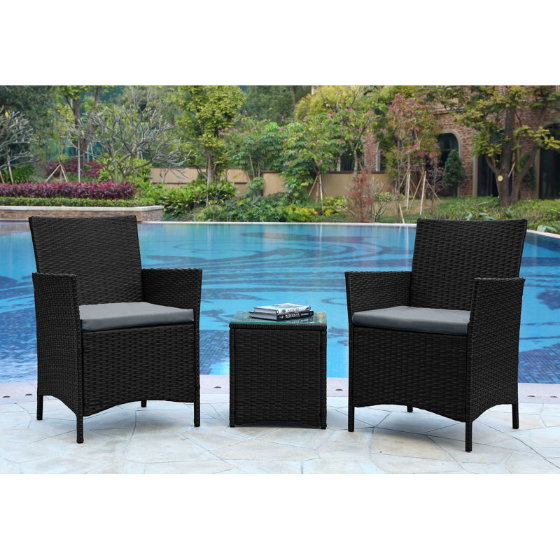 Imperia Modern 2-Person Patio Conversation Set with Polyester Cushions and Table in Gray, Gray