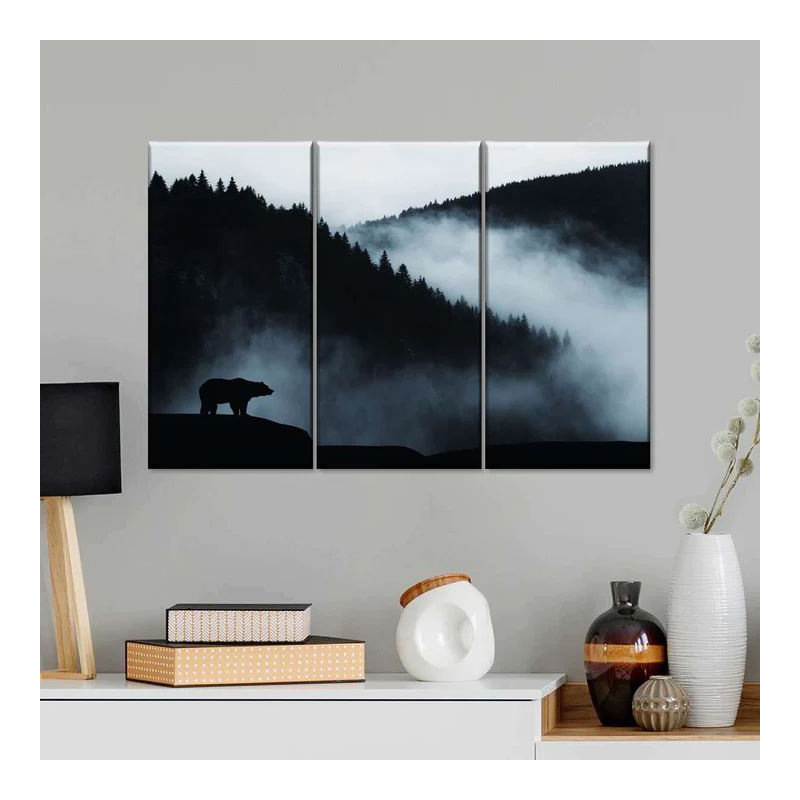 3 pièces Foggy Mountain Bear, H 42 po x l 65 po x P 1,25 po