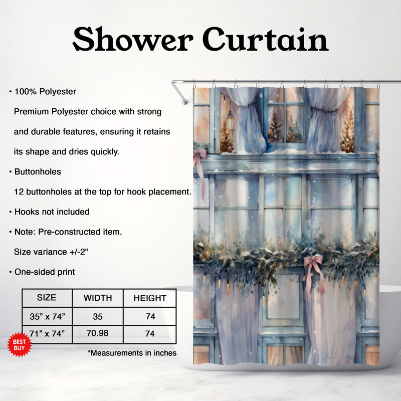 Holiday Scenes - Rideau de douche Premium, H 74 po x l 71 po