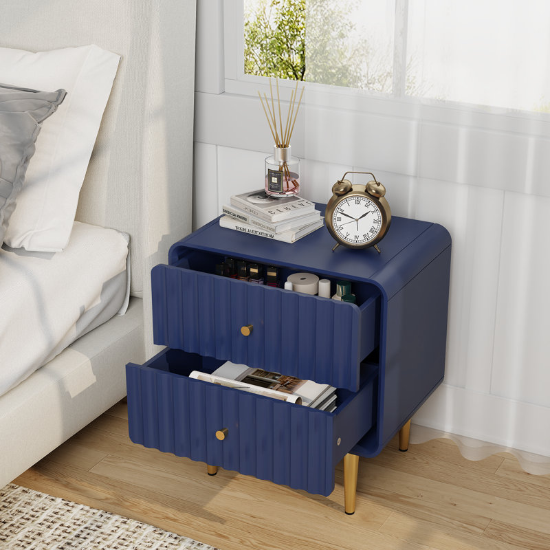  Table de chevet moderne l 19,6 po (ensemble de 2), Bleu, Ensemble de 2