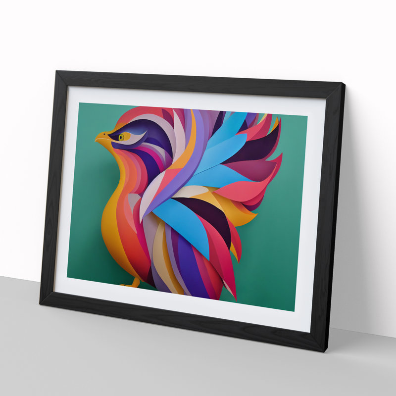 Abstract Phoenix Bird - Framed Print, Black, 46cm H x 64cm W x 2cm D