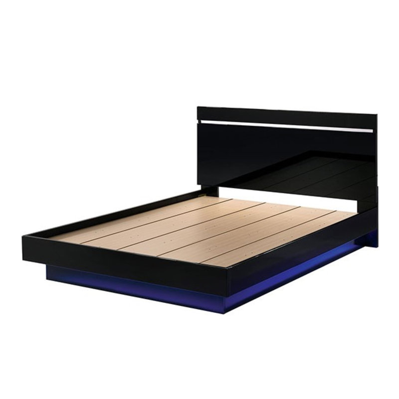 Torren Platform Bed, Black/Chrome, Queen