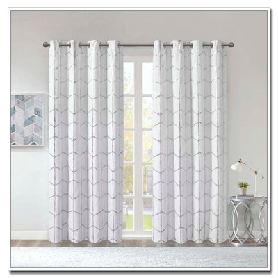 Total Blackout Metallic Print Grommet Top Curtain Panel(Only 1 Pc Panel)
