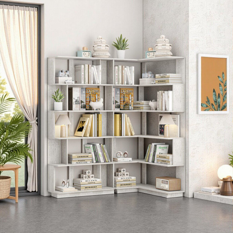Ensemble de bibliothèque d'angle 90 cm + bibliothèque extensible 80 cm, Rouge sang de bœuf
