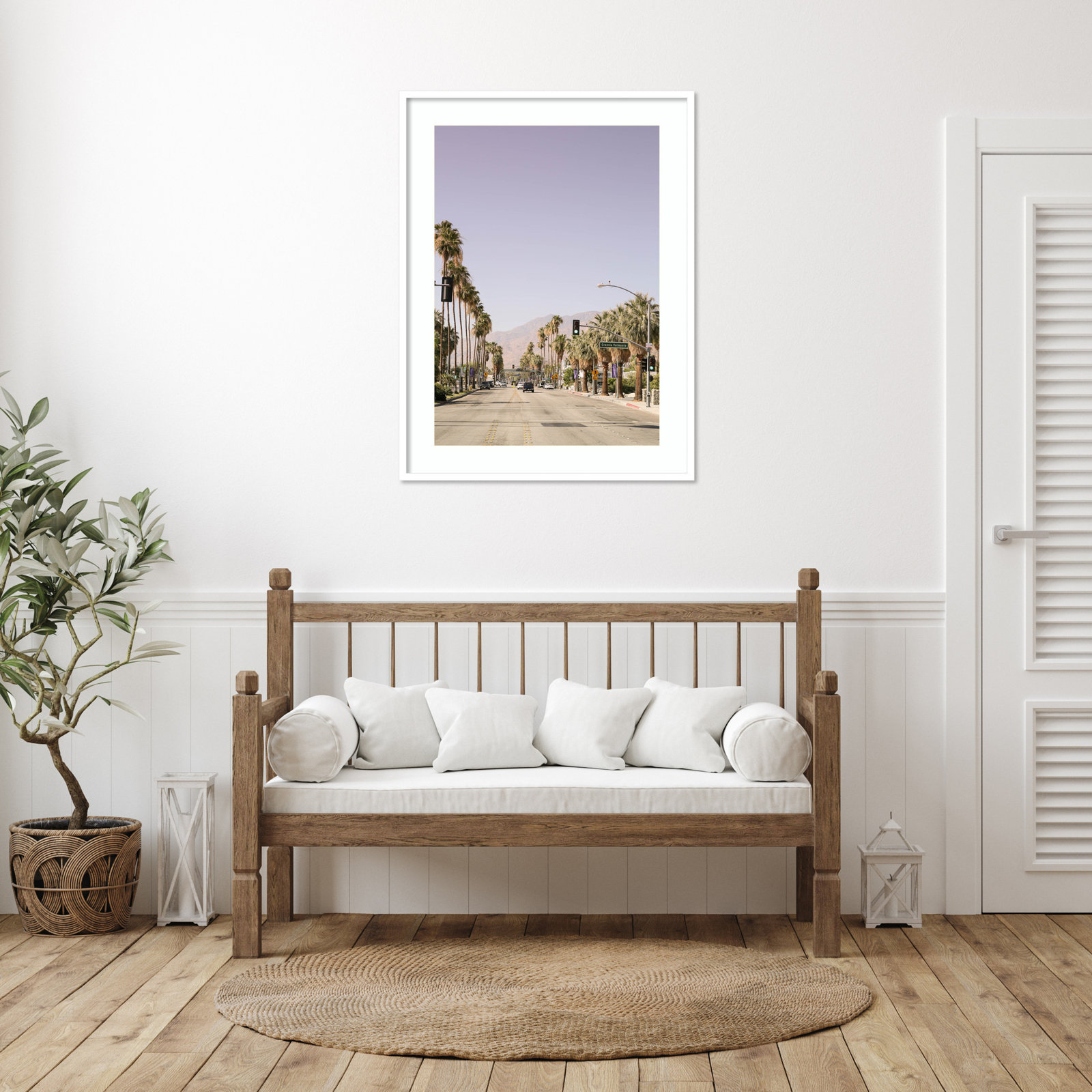 Daisey "Palm Spring Street" Print, 41" H x 31" W, White