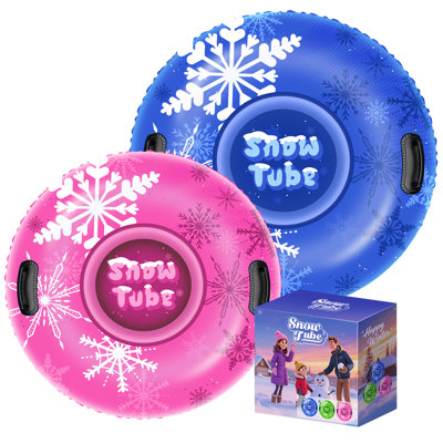2 Pack Snow Tubes Sledding for Kids and Adult| 36" and 40" Inflatable Heavy-Duty Snow Tube | Thick PVC Snow Sled with Hard Bottom & Handles | Winter Outdoor Family Fun