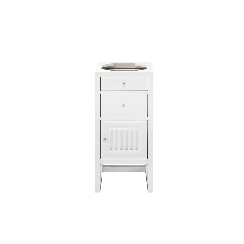 Athens 15" W Freestanding Bathroom Cabinet, Left Handed, Glossy White