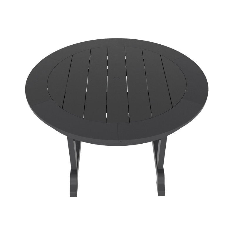 Laguna 47" W Round Plastic Outdoor Dining Table with Umbrella Hole, Gray