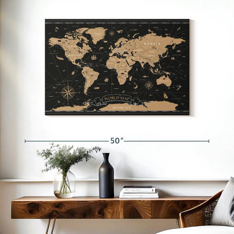Aliaz Grand World Map, 26" H x 39" W