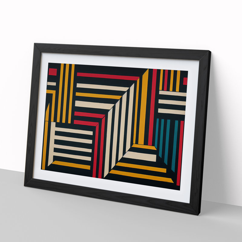 Awesome Modern Abstract Art - Single Picture Frame Print, Black, 46cm H x 64cm W x 2cm D