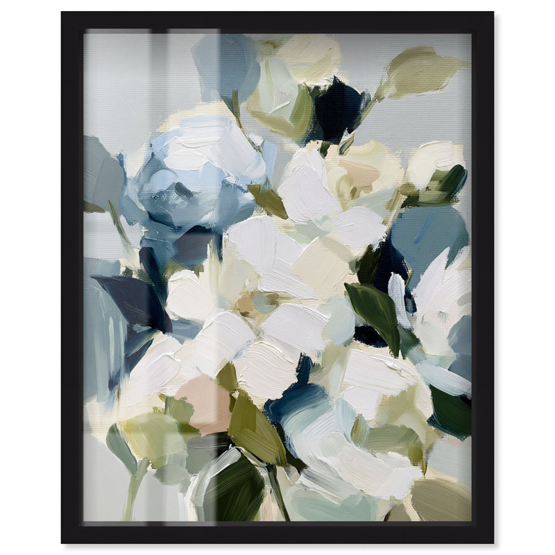 Art mural de fleurs arctiques bleues arctique, H 21 po x l 17 po, Cadre noir