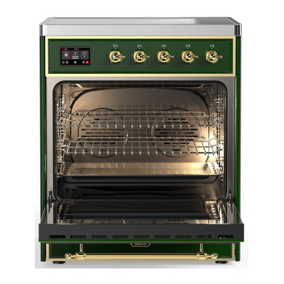 Cuisinière à induction 30 pouces avec 4 éléments à induction en vert émeraude Majestic III Series (garniture laiton)
