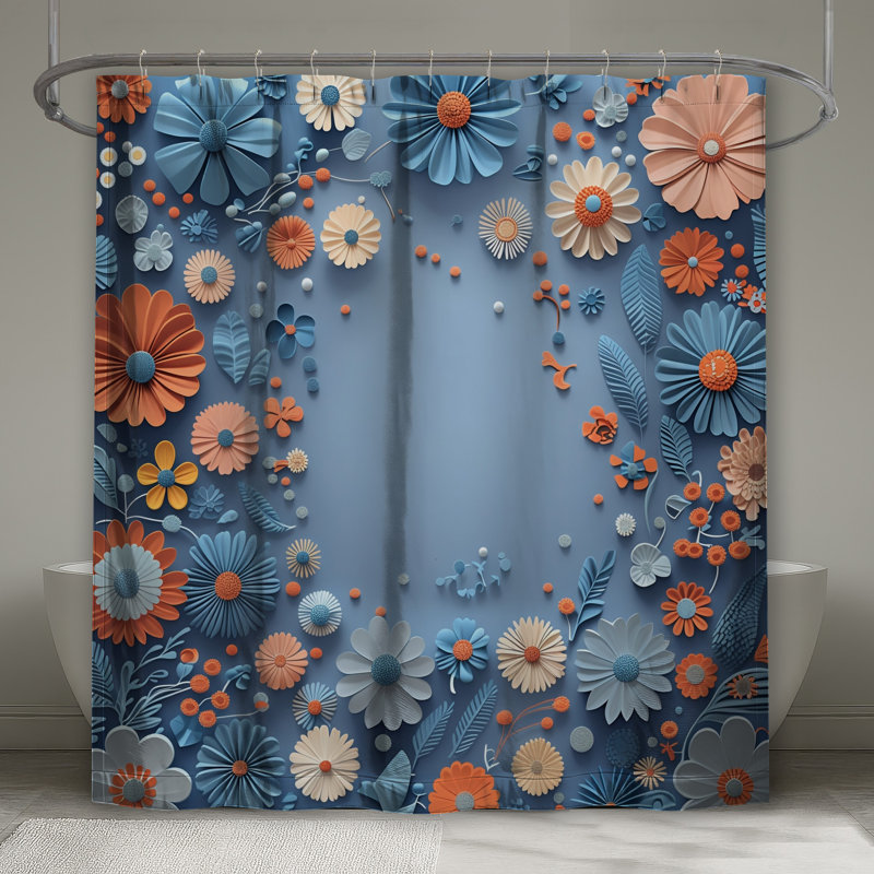 Rideau de douche en papier fleurs, 70 po L x 84 po H
