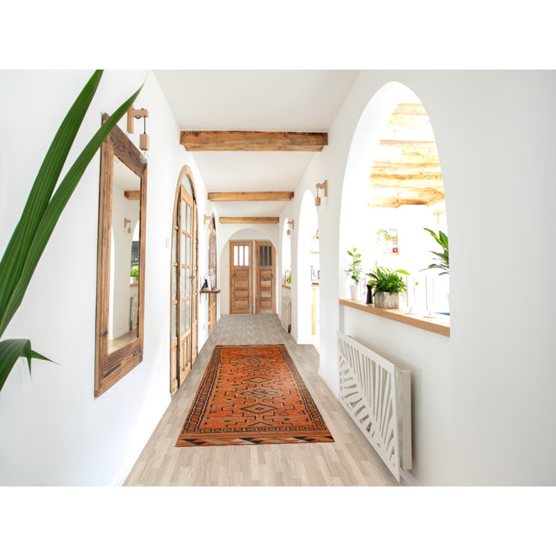Tapis de couloir oriental orange Oushak 3 x 11