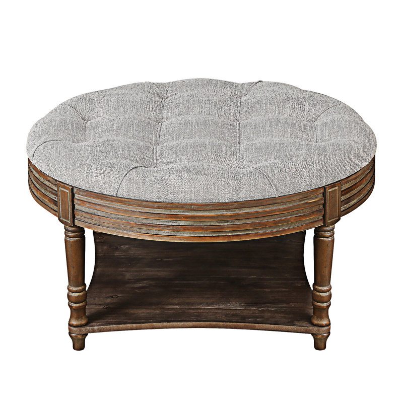 Table basse avec repose-pieds capitonné, Gris clair