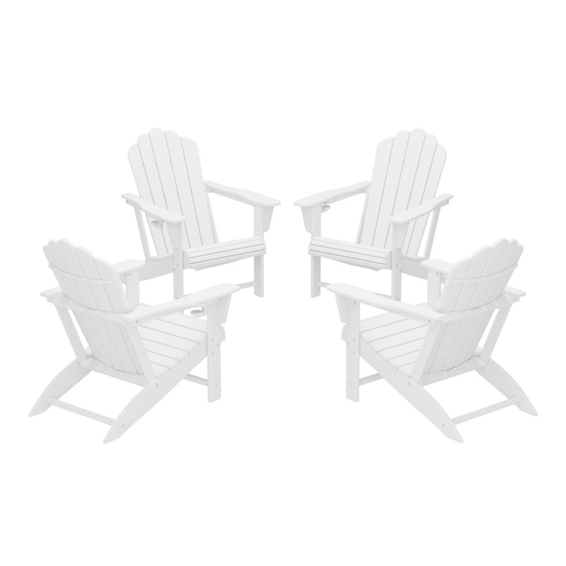 Chaise Adirondack d'extérieur en poly (ensemble de 4), Blanc