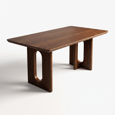 Rectangular solid wood dining table;