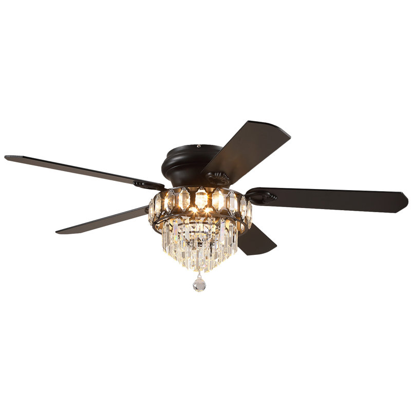52" Crystal Ceiling Fan with Dimmable 3CCT Integrated LED Light and Remote Control