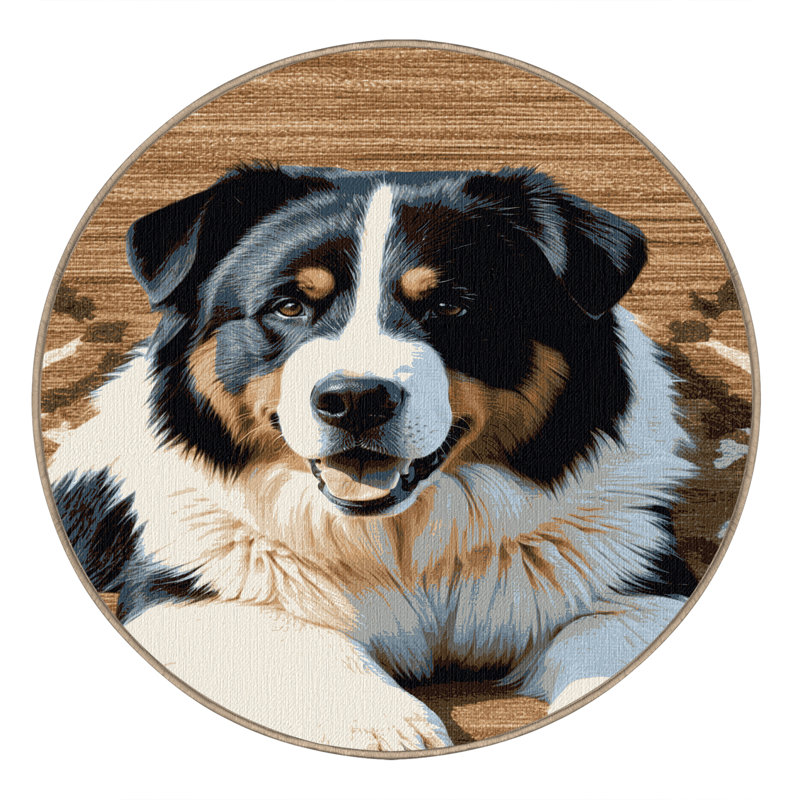 Washable Karelian Bear Dog Dogs Area Rug, Round 7'
