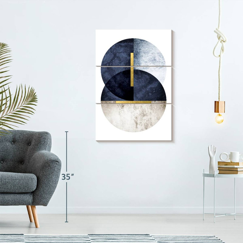 Impression d'art sur toile bleu marine foncé, H 57 po x l 36 po x P 1,25 po