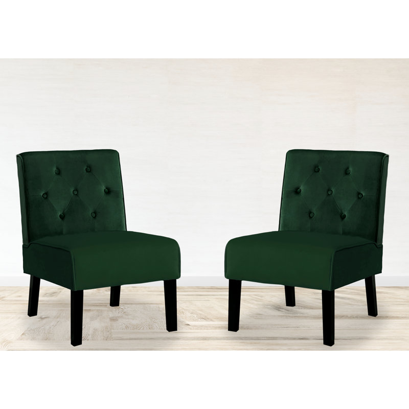 Fauteuil d'appoint en velours 2 pièces 2 pièces - Tissu doux pour salon, chambre à coucher, bureau 53 ", Green