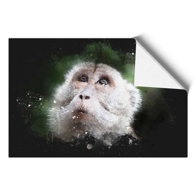 Macaque Monkey Paint Splash - Frameless Print, 59cm H x 84cm W x 0.1cm D