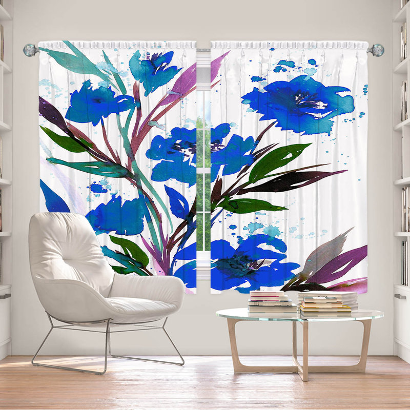 Rideau en polyester, Bleu, L 56 po x L 78 po