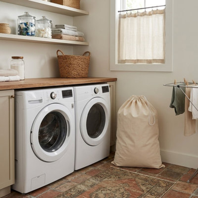 Cotton Laundry Bag with Drawstring Cord Lock in Large Capacity