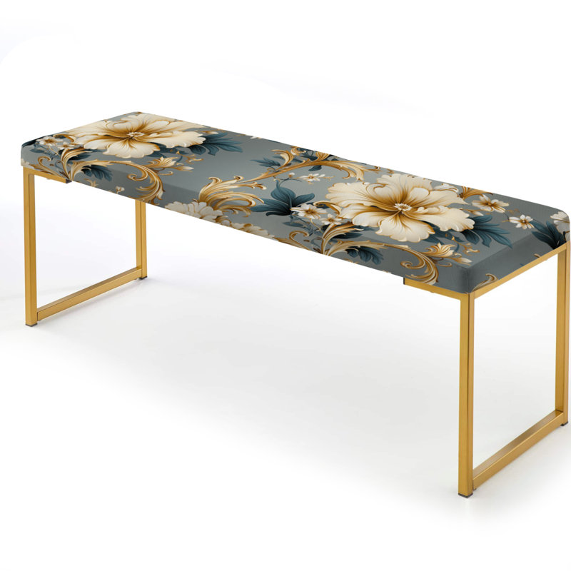Vintage Ornamental Frames Victorian Pattern - Damask Upholstered Gold Bench