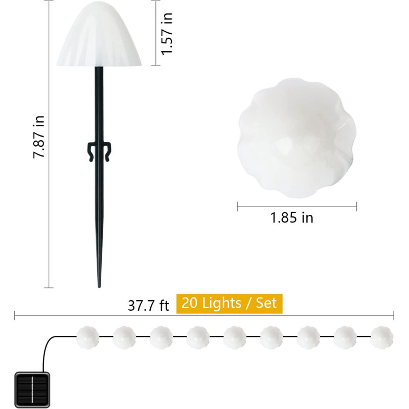Mini lampe solaire champignon 12 lumières