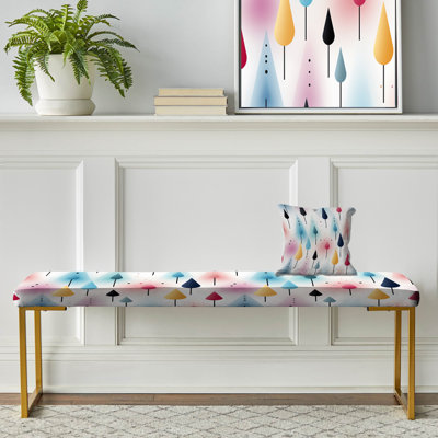 Pastel Scandinavian Geometric Shapes - Geometric Upholstered Gold Bench