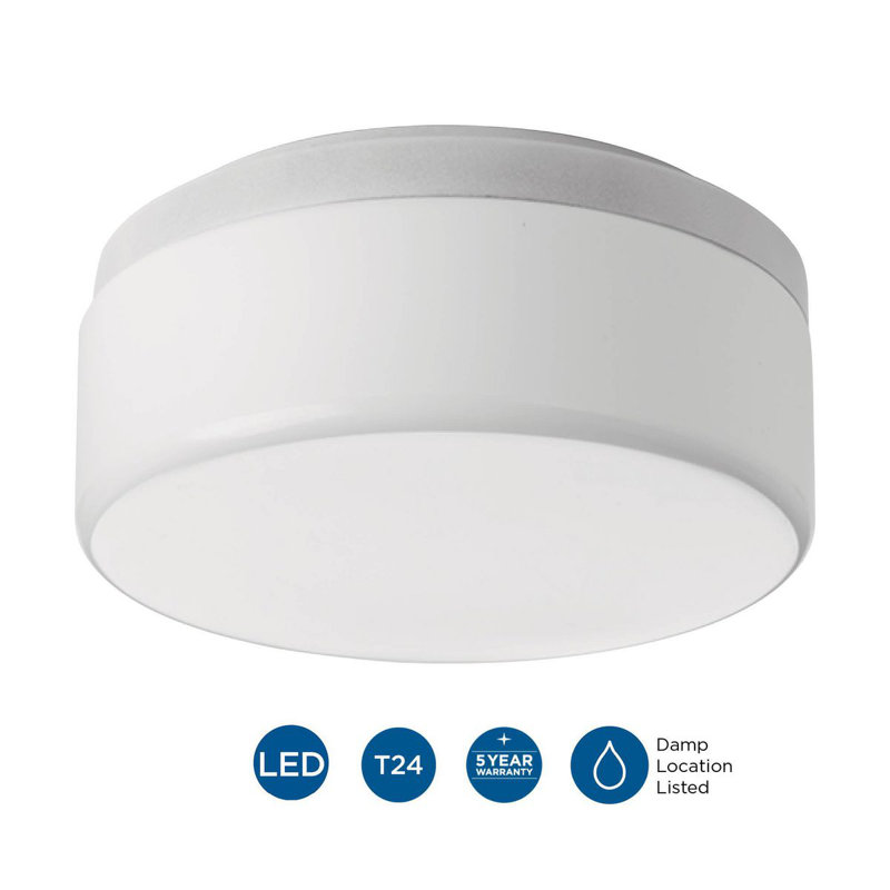 Siddharth Acrylic LED Flush Mount, White, 4.31" H x 9.06" W x 9.06" D