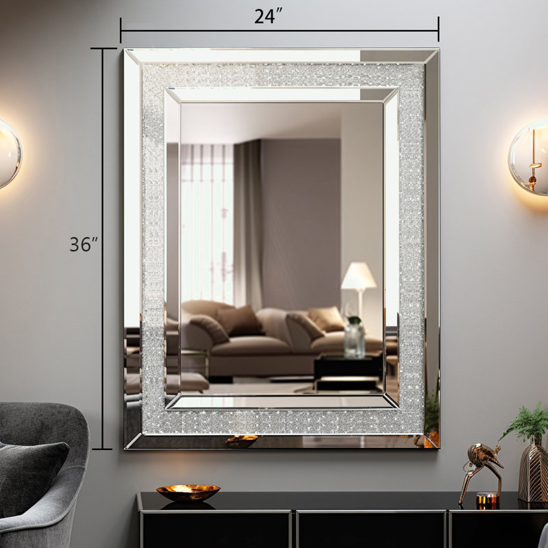 Grand miroir mural décoratif rectangulaire mural, 35,8 po x 24 po