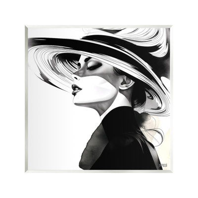 Femme et chapeau abstrait, art mural sur bois par RB