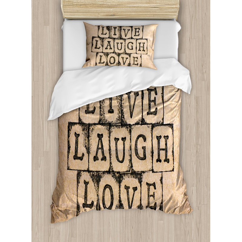 Live Laugh Love Modern & Contemporary Polyester Duvet Cover, Twin