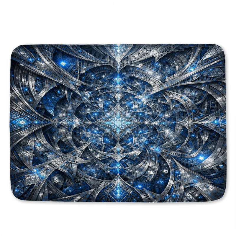 Tapis de bain bleu complexe, 24in W x 17in L