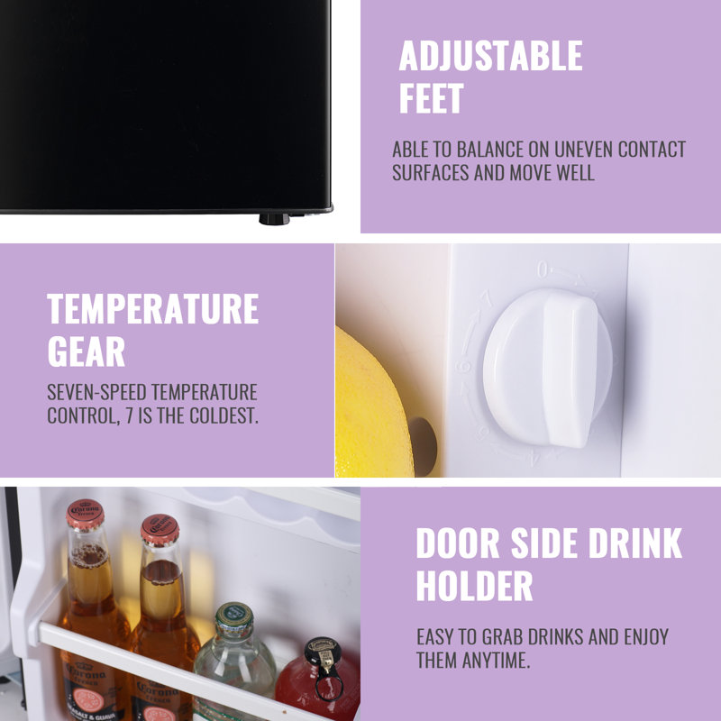 Compact Black Double Door Mini Fridge with Freezer