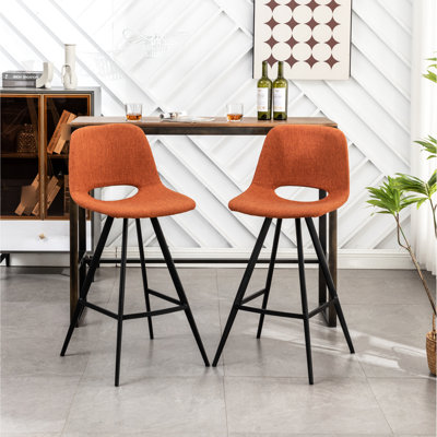 28,25 po, 2 tabourets de comptoir, orange - Chaises de cuisine avec revêtement doux et pieds en métal