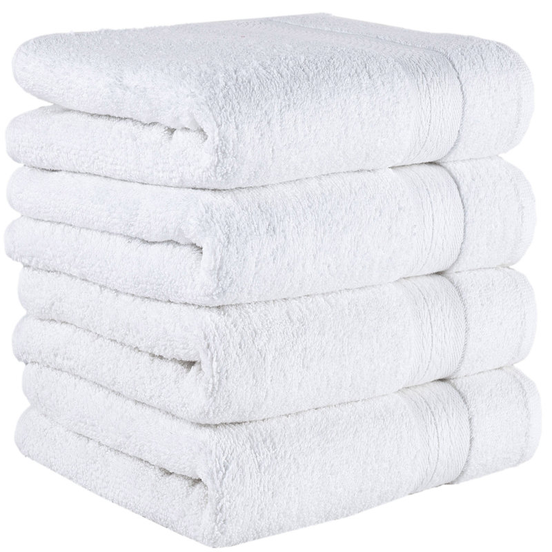 4-Pack Quick-Dry 100% Turkish Cotton Hand Towel Set for Bathroom, 16x30 Inches, White