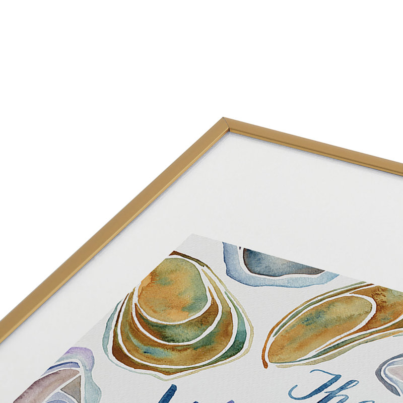 Jessica Larson «The World is Your Oyster», reproduction d'art encadrée, Cadre métallique doré, H 19 po x l 13 po x P 0,88 po