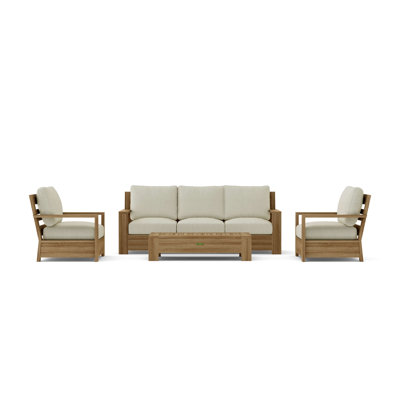 Madera Teak 5 - Person Patio Conversation Set with Sunbrella® Cushions